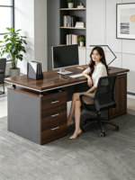 LBZ-104X Bureau de travail minimaliste moderne avec chaise et petit tiroir, idéal pour les particuliers et les bureaux gouvernementaux
