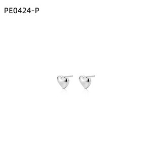 Boucles d'oreilles en forme de cœur Amy Amy, argent 925, bijoux fins et mignons pour femmes, à porter au quotidien - Product Image 1