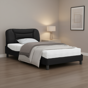 Upholstered <b>Bed</b> <b>Frame</b> D0100H5GBD8 Black <b>Faux</b> <b>Leather</b> Modern Design Steel <b>Frame</b> Full Size Bedroom Furniture - Product Image 2