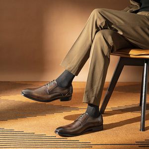 A.N.M.bullock 2025 – Chaussures habillées tendance pour hommes, faites à la main, en cuir, à lacets, respirantes, légères, antidérapantes, à bout pointu, pour affaires et mariages - Product Image 1