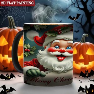 Taza Mágica Negra Esmerilada de 11 oz, Taza de Cerámica que Cambia de Color con el Calor, Diseño Navideño de Santa Claus - Product Image 6
