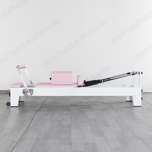 <span class=keywords><strong>Pink</strong></span> Leather Oak Gym Studio Fitness Pilates Reformer Training Core <span class=keywords><strong>Bed</strong></span> para la venta, adecuado para uso doméstico y en estudio - Product Image 4