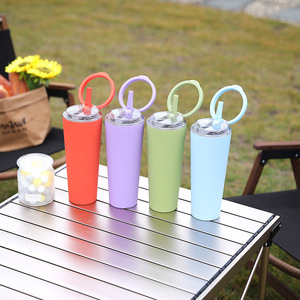Stainless Steel Insulated Tumbler With Straw 20Oz <b>Vacuum</b> Sealed <b>Portable</b> Outdoor Travel Cup - Product Image 2