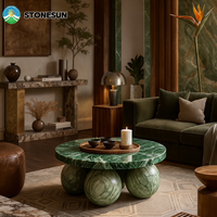 Table basse en pierre de haute qualité StoneSun, en pierre d'émeraude naturelle d'Inde, pièce d'art, pierre d'émeraude à haute brillance pour le salon