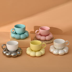 Taza de Café de Cerámica Estilo Nórdico, Color Macaron, Juego de Tazas y Platillos para Té de la Tarde con Diseño de Girasol, Calentador de Tazas, Personalizable con Logotipo, para Viaje - Product Image 1