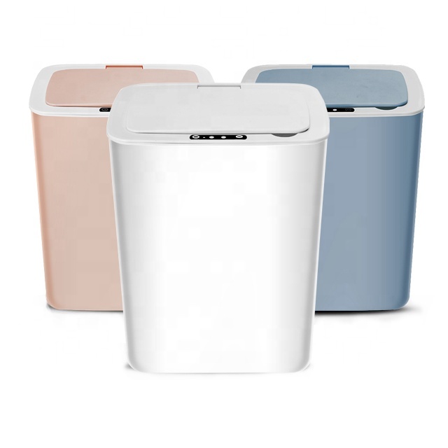 12L Large Automatic Touchless Trash Cans Electric Smart Trash Bin Infrared Motion Sensor Garbage Bin With Lid Brown Box Plastic