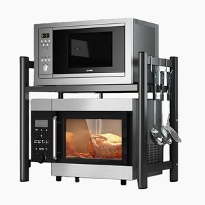 Expandable Microwave Oven Rack Metal Kitchen Storage <b>Shelf</b> Organizer with Hooks Countertop Appliance <b>Stand</b> - Product Image 1