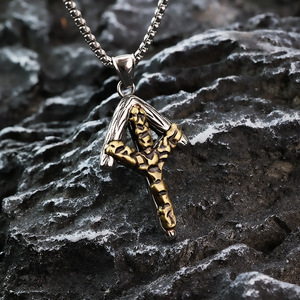 Vintage Nordic Stainless Steel Men's <b>Cross</b> Pendant Necklace Asymmetry Geometric Design Gift Jewelry - Product Image 3