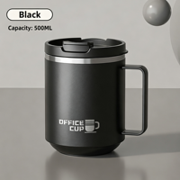 Mug à café en acier inoxydable 304 avec couvercle, 500 ml, double paroi isolée sous vide, mug de voyage pour le bureau, impression sérigraphique, logo personnalisé