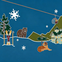 Jeu de Mahjong personnalisé sur le thème de la cabane d'hiver, avec motifs de cabane de ski, couronne de sapin et chocolat chaud, pour jeu de société, cadeau