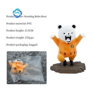 Nuova Decorazione per Torte Anime One Piece, Statuetta Carina di <span class=keywords><strong>Bebo</strong></span> Bear in Piedi, Bianco, Nero e Giallo - Product Image 6