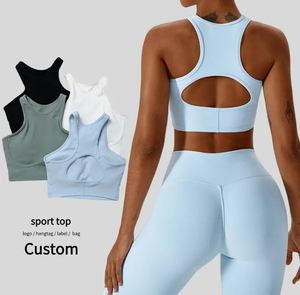 Soutien-gorge <span class=keywords><strong>de</strong></span> sport sans manches pour femmes Lady Gather Shockproof Gym Vest Female Round Neck Crop <span class=keywords><strong>Running</strong></span> Top - Product Image 1