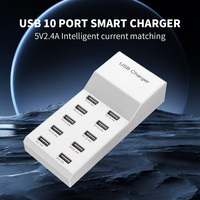 Prise murale 10 ports en ABS avec hub USB, station de charge, chargeur super rapide 50W, prise d'extension USB universelle