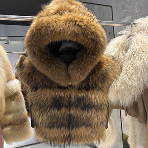 <span class=keywords><strong>Veste</strong></span> en fourrure de renard naturelle à capuche, <span class=keywords><strong>gilet</strong></span> court en fourrure de renard, manteau sans manches en vraie fourrure de renard pour <span class=keywords><strong>femme</strong></span> - Product Image 1
