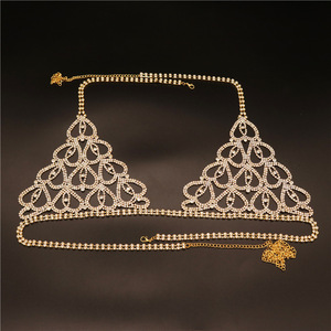 Maille Strass Corps Chaîne Ensemble Plage Poitrine Ventre Bikini Discothèque Partie Soutien-Gorge Du Sein Chaînes - Product Image 6