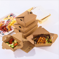 Boîte à emporter en papier Kraft brun et boîte à Lunch carrée, de ml, écologique, résistant à la graisse, jetable, avec revêtement en plastique PE