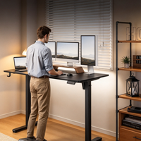 Bureau électrique moderne réglable en hauteur avec panneau de bureau multicolore, bureau d'ordinateur assis-debout avec mémoire de position, table de travail réglable pour la maison
