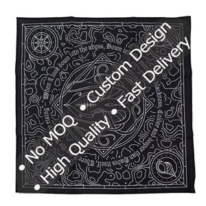 Bandana carré en soie satinée pour homme, 55x55cm (22''x22''), avec logo personnalisé imprimé, foulard en soie pour cheveux - Product Image 1