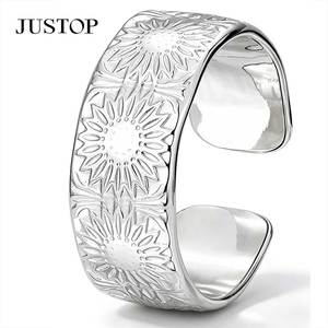JUSTOP 925 Silver Plated Geometric <b>Ring</b> Modern Unisex Fashion Jewelry Daily Wear <b>Plain</b> Band <b>Ring</b> - Product Image 2
