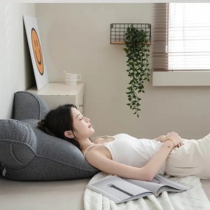Cojín de respaldo en forma de U, almohada ergonómica de soporte lumbar para lectura en cama, uso en sofá, relleno de fibra de poliéster de color sólido - Product Image 3
