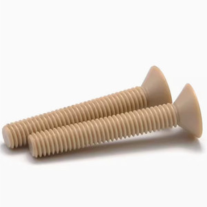 Composant de fixation PEEK - Vis et écrou usinés - Tête fraisée à rainure transversale - Tête plate - Usine de plastique - Product Image 3
