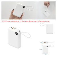 Nouvelle arrivée, batterie externe 20000mAh avec câble Type C intégré, écran LED, chargeur portable haute capacité