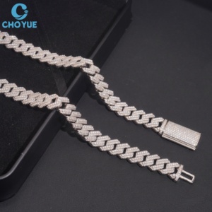 Hot Sale Men's 925 Silver Rhodium Plated Moissanite Cuban Chain <b>Necklace</b> Full Inlaid <b>Statement</b> Hip Hop Jewelry GRA Certified - Product Image 2