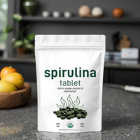Protéine végétalienne de haute qualité en marque propre, poudre de chlorelle et de spiruline biologique en comprimés pour la santé digestive