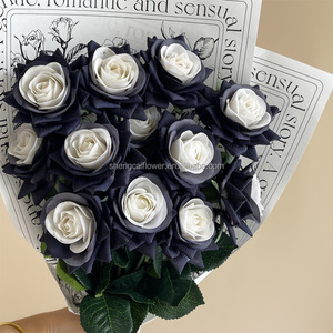 Gran oferta, cabeza de rosa, toque Real, color blanco y negro, simulación de flor rosa, ramo de rosas de caballero negro para decoración de interiores - Product Image 2