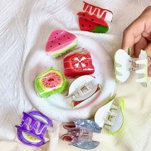 Pince à cheveux créative en cristal motif légumes et fruits pour femmes et enfants, design de petite pince exquise pour <span class=keywords><strong>coiffure</strong></span> mi-attachée, cadeau - Product Image 2