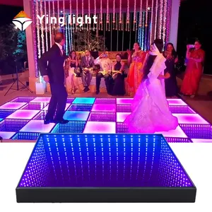 Ledダンスフロアパネル3Dインフィニティミラー磁気強化ガラスダンスフロアライト結婚披露宴