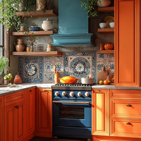 Cuisine Modulaire Personnalisée pour Villa Moderne, Finition Laquée, Garantie 5 Ans, Bois Massif, Design Courbé, Charnières