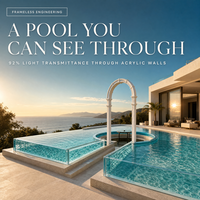 Piscine acrylique transparente sans bordure, design préfabriqué à bords infinis, hors sol, sur mesure pour villa