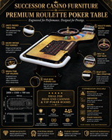 Table de Roulette de Luxe SUCCESSOR pour Casino, Table de Jeu de Poker Professionnelle avec Tapis Personnalisé et Base en Bois Massif