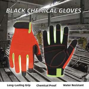 <b>Black</b> Chemical-Resistant Waterproof Durable Anti-Slip 11 oz Thickness 33CM Length Powder-Free Silicone-Free Natural <b>Gloves</b> - Product Image 2