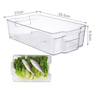 Kitchen storage box set of 8pcs 2 size fridge organizer bins Multi function home storage luxury pack transparent PET material