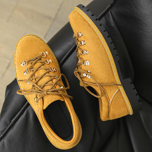 Retro square-toe lace-up slip-resistant breathable lightweight genuine leather men's business casual walking <b>shoes</b> - Product Image 4