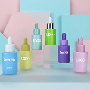 Flacons compte-gouttes en verre couleur macaron mat avec logo personnalisé, flacons de sérum à épaule plate pour essence faciale et huile essentielle – Vente en gros - Product Image 1