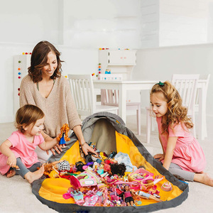 Large Play Mat and Toy Storage Organizer Baskets Collapsible Canvas Basket Outdoor Toy Quick Storage Bag for Kids Toy Organizer
