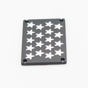 Plaque décorative rectangulaire personnalisable en alliage de zinc noir cousue à la main avec étoiles blanches pour sangles et accessoires de bagages - Product Image 6