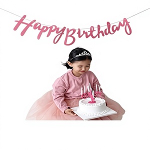 Decorazione per Feste di <span class=keywords><strong>Compleanno</strong></span>, Ghirlanda con Striscione 'Happy Birthday', Sfondo per Foto, Accessori per Feste Unisex, Senza Asta per Bandiera - Product Image 2