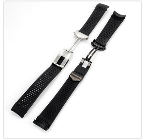 Correa de Reloj Deportiva de Silicona Suave Lionorm, Negra, Transpirable, de 22mm 24mm para Reloj TagHeuer Carrera con Hebilla Plegable - Product Image 2