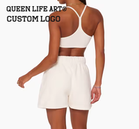 Set atasan wanita 2 potong Verdant Strokes Custom, bahan nilon spandex, desain 3D print, kaos crop