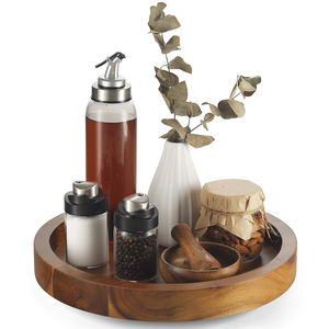 FLYWOD Trend ing Großhandel Premium Küche Runde Große Holz Serviert ablett Platte Holz Lazy Susan Plattenspieler - Product Image 1