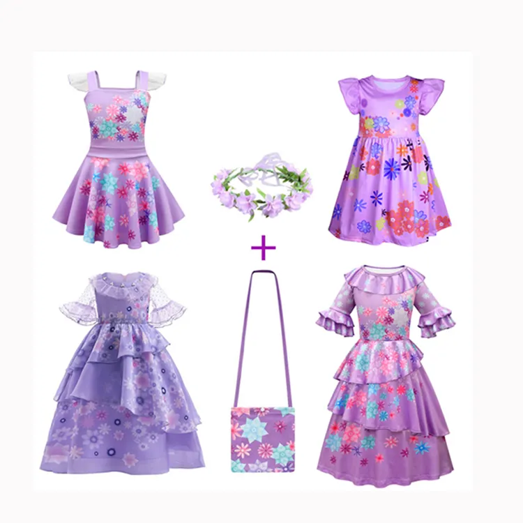 Costume de Cosplay pour filles, robe fantaisie violette pour enfants, robes de fête de noël, vêtements de princesse pour enfants