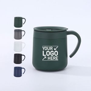 แก้วกาแฟสแตนเลสเก็บความร้อนสองชั้น ขนาด 12 ออนซ์ พร้อมหูจับ สำหรับใช้ในออฟฟิศ ของขวัญส่งเสริมการขายธุรกิจ พร้อมโลโก้สั่งทำ - Product Image 1