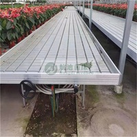 Banc de pépinière mobile Hangdi en alliage d'aluminium argenté, grand, sur roulettes, avec bacs en treillis métallique pour la culture de semis et plantes en serre