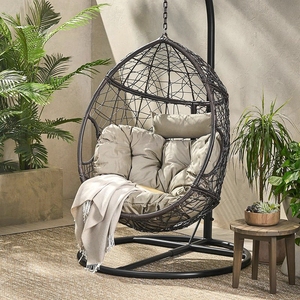Vendita calda di mobili da giardino esterni in vimini in vimini balcone appeso uovo sedia Patio <span class=keywords><strong>altalena</strong></span> con supporto - Product Image 1