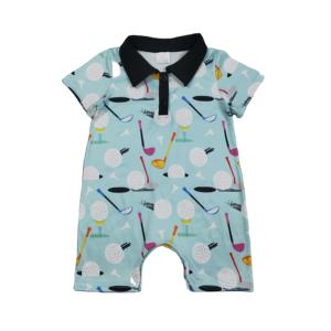 Combinaison Polo Décontractée pour Bébé Fille RTS Boutique Game Day Golf, 95% Coton Spandex, Combinaison pour Nouveau-né, Vêtements pour Enfants, Tissu Peigné Imprimé - Product Image 1