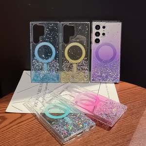 Étui brillant pour <span class=keywords><strong>chargeur</strong></span> sans fil pour Samsung S25Ultra S22 Hard Transparent Clear Back Cover A15 A16 A05S A06 Magnetic Phone Cases - Product Image 1